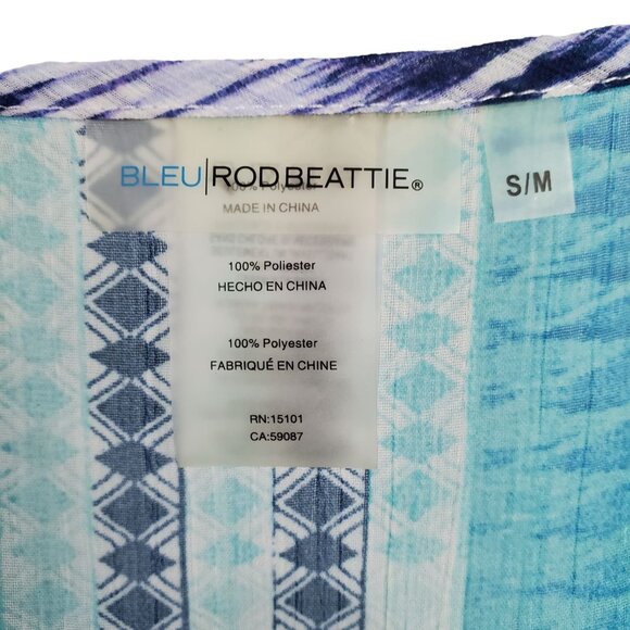 Bleu Rod Beattie Size S M Tunic Sheer Beach Swimwear Cover Up Ombre Blue Purple - Picture 4 of 10